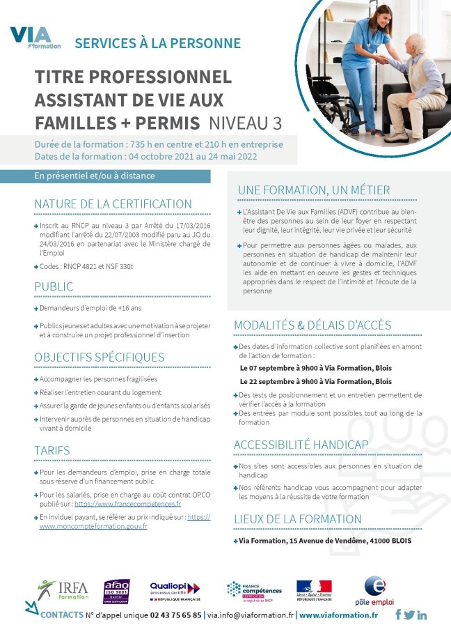 centre de formation auxiliaire de vie
